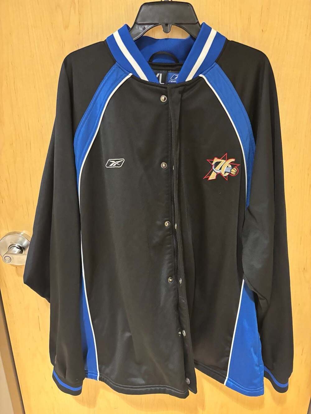 Vintage Reebok Philadelphia 76ers NBA Team Apparel Warm-Up Snap Jacket 3XL